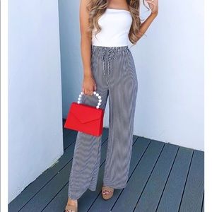 Hope’s Boutique Strapless Navy and White Jumpsuit